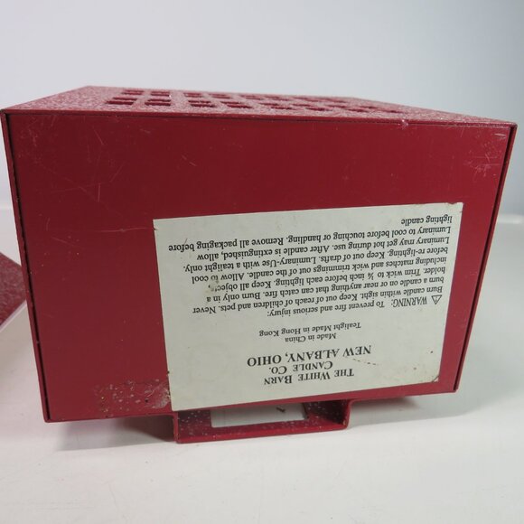 Thick Red Metal House Glittered Luminary Candle Holder White Barn Candle Co - Picture 12 of 13